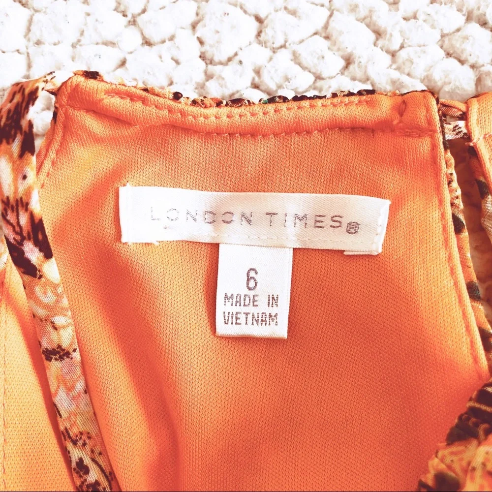 London Times Orange Paisley Halter Dress - Picture 5 of 6